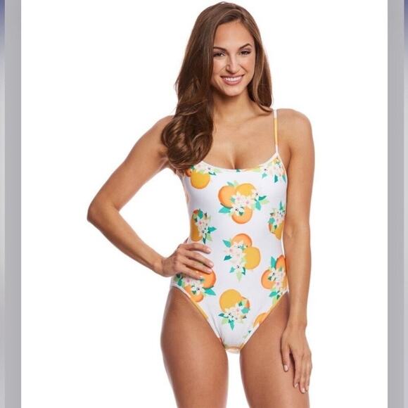 Kate Spade New York Cream Oranges Print One Piece Swimsuit Sz.M - Picture 2 of 14